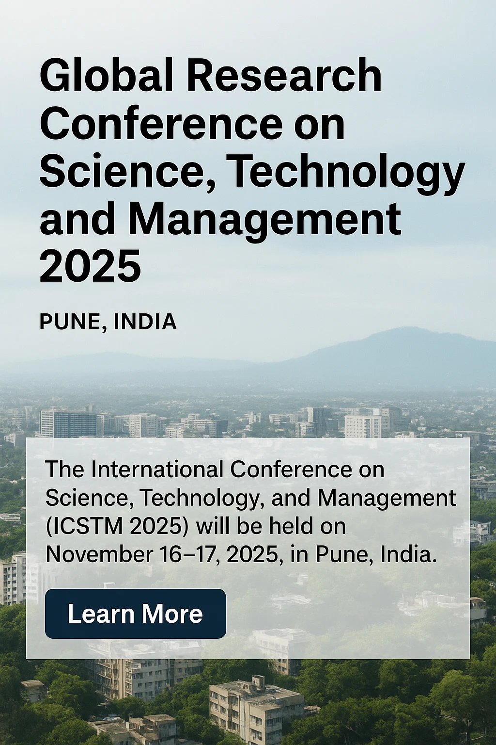 Global Research Conference on Science, Technology, and Management 2025 Set to Convene in Pune