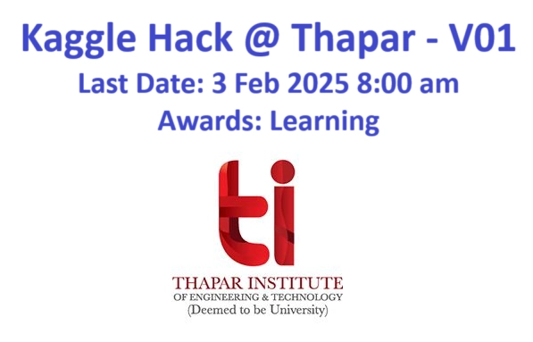 Kaggle-Hack @ Thapar - V01 | Last Date: 3 Feb 2025 | Awards: Learning