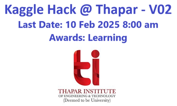 Kaggle-Hack @ Thapar - v02 | Last Date: 10 Feb 2025 8:00 am| Awards: Learning