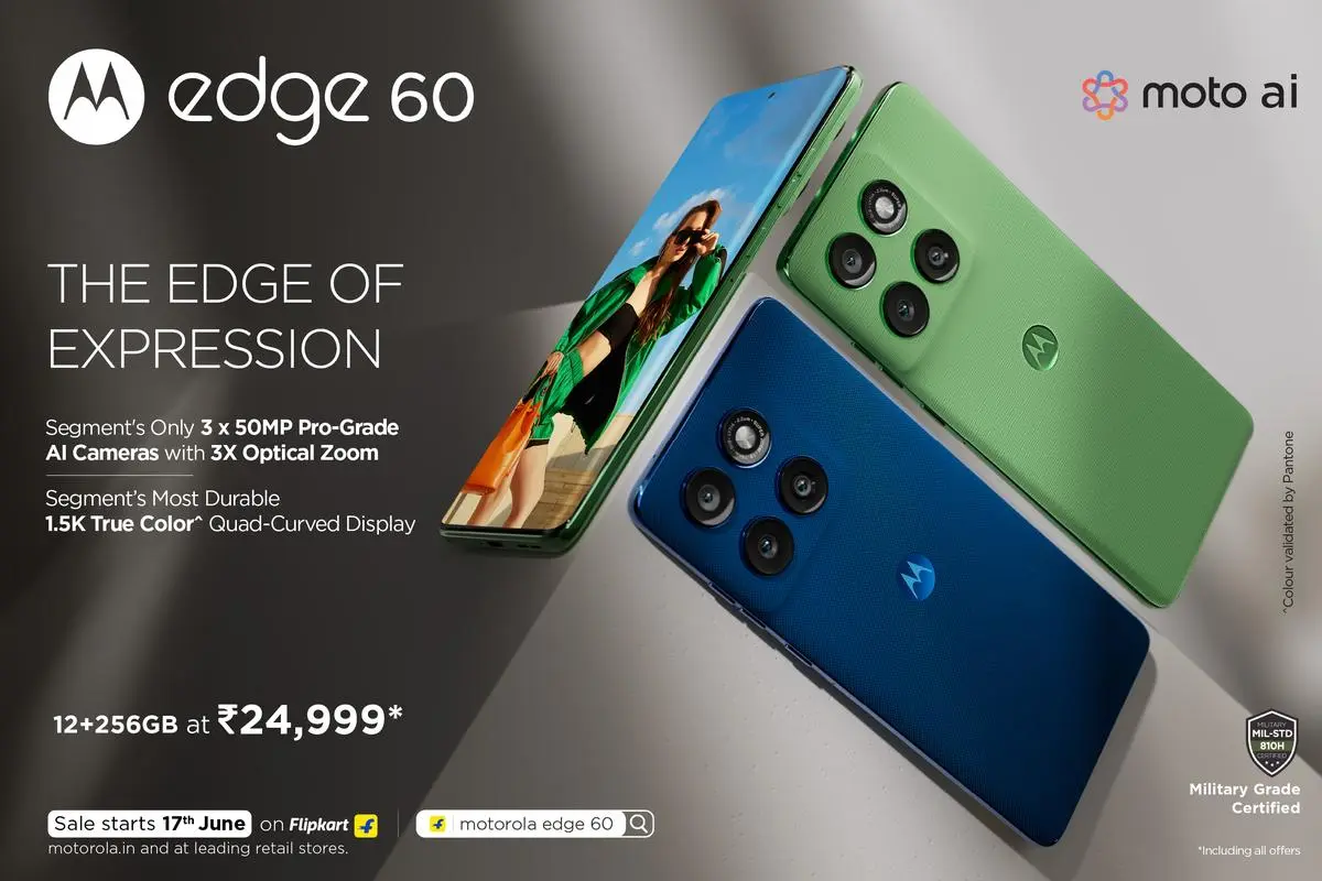 Motorola Edge 60 Debuts in India with Stunning 10MP Telephoto Camera & OLED Display
