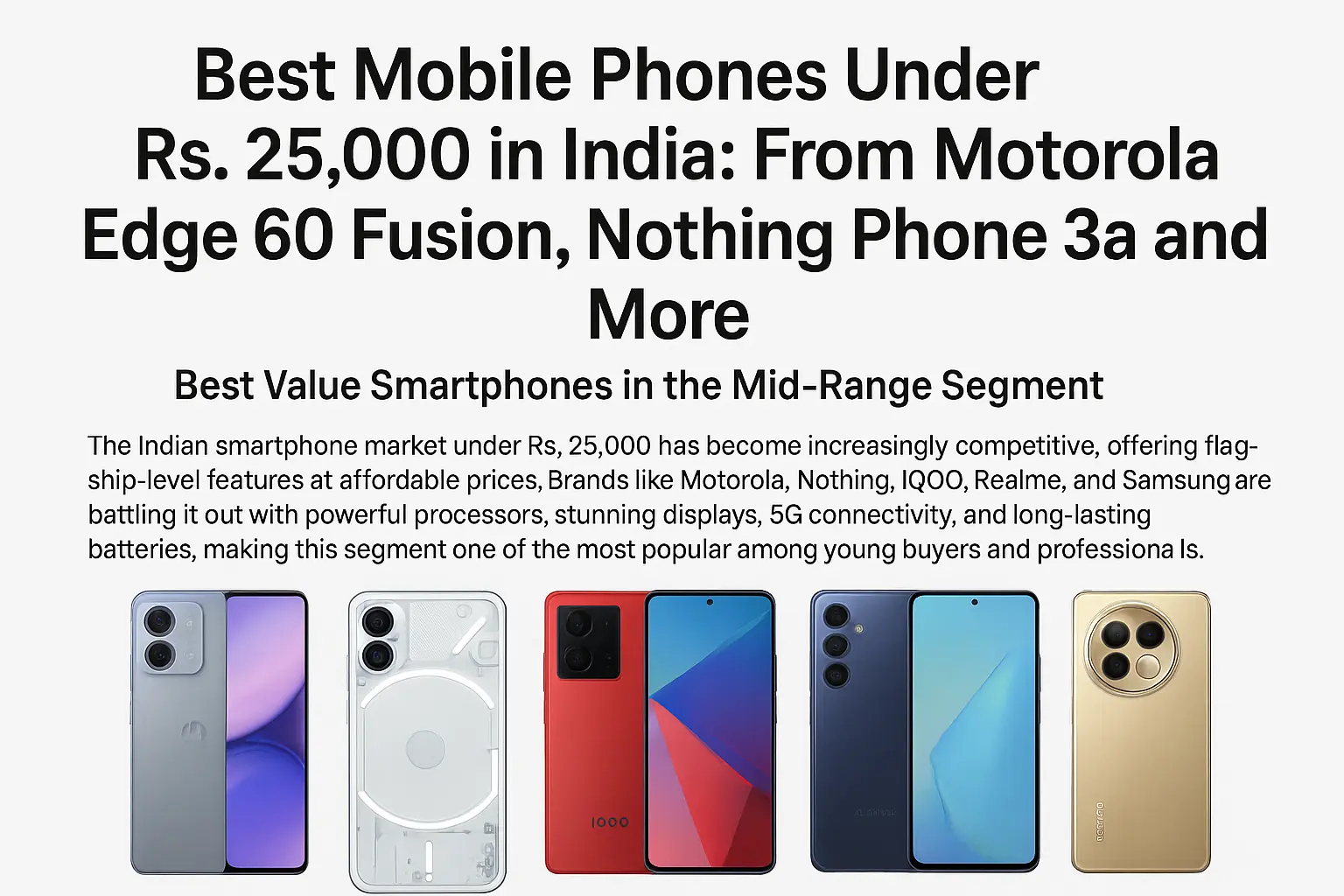 Top Smartphones Under ₹25,000 in India: Motorola, Nothing, iQOO & More