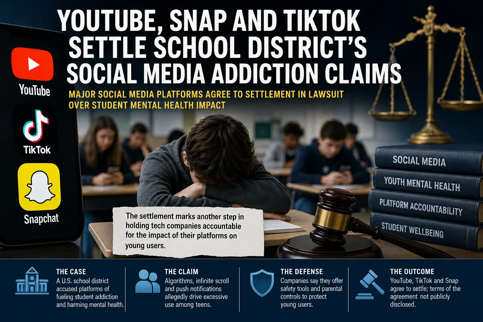 YouTube, TikTok and Snap Reach Settlement in School District Social Media Addiction Lawsuit